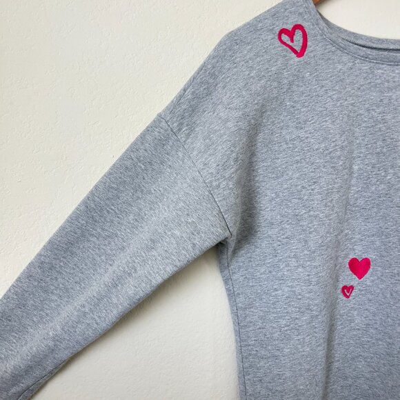 BedHead Pajama Top Womens Medium Mon Amour Sweatshirt Pink Heart Embroidered M - Picture 3 of 7